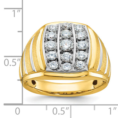 10K Two-Tone Ibgoodman Men'S Polished Satin & Grooved Ring Mounting