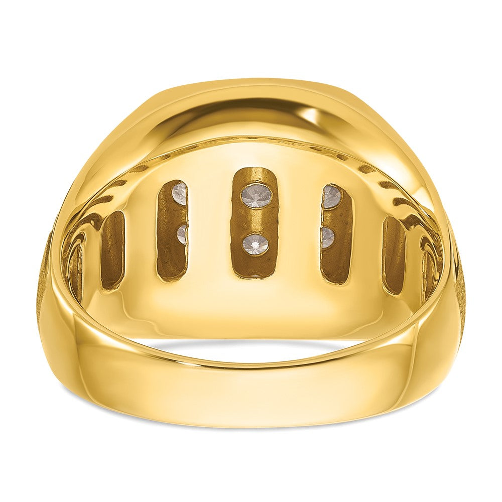 14k Two-tone Two Tone 1 Ct. Lab Grown Diamond VS/SI+ G+ Polished Satin and Grooved Men's Cluster Ring