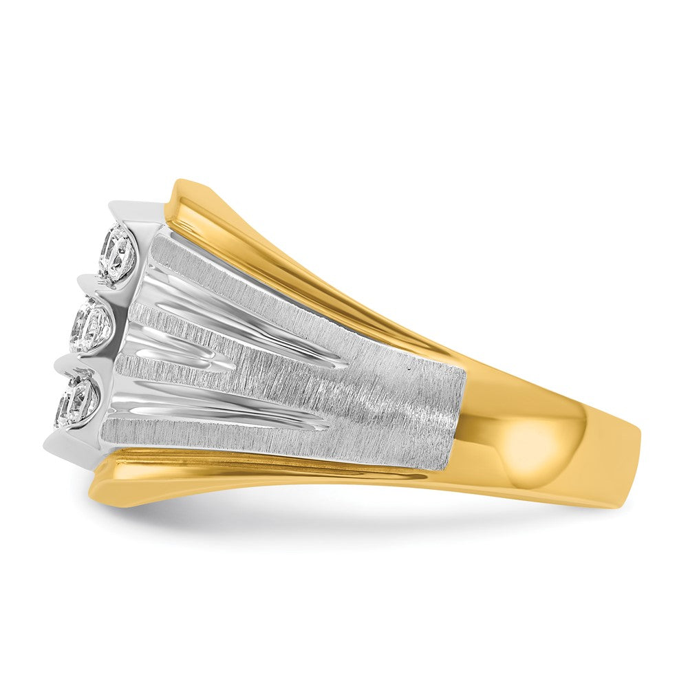 14k Two-tone Two Tone 1 Ct. Lab Grown Diamond VS/SI+ G+ Men's Polished and Satin Cluster Ring