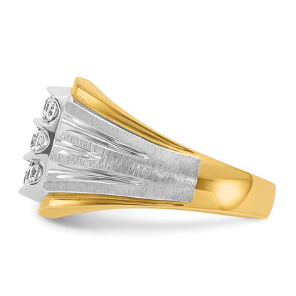 14k Two-tone Two Tone 1 Ct. Lab Grown Diamond VS/SI+ G+ Men's Polished and Satin Cluster Ring