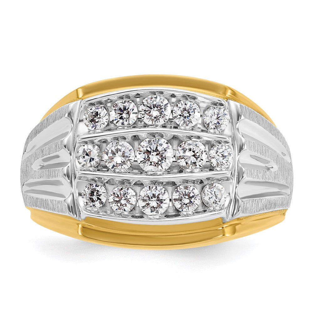 14k Two-tone Two Tone 1 Ct. Lab Grown Diamond VS/SI+ G+ Men's Polished and Satin Cluster Ring
