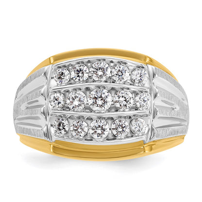 14k Two-tone Two Tone 1 Ct. Lab Grown Diamond VS/SI+ G+ Men's Polished and Satin Cluster Ring