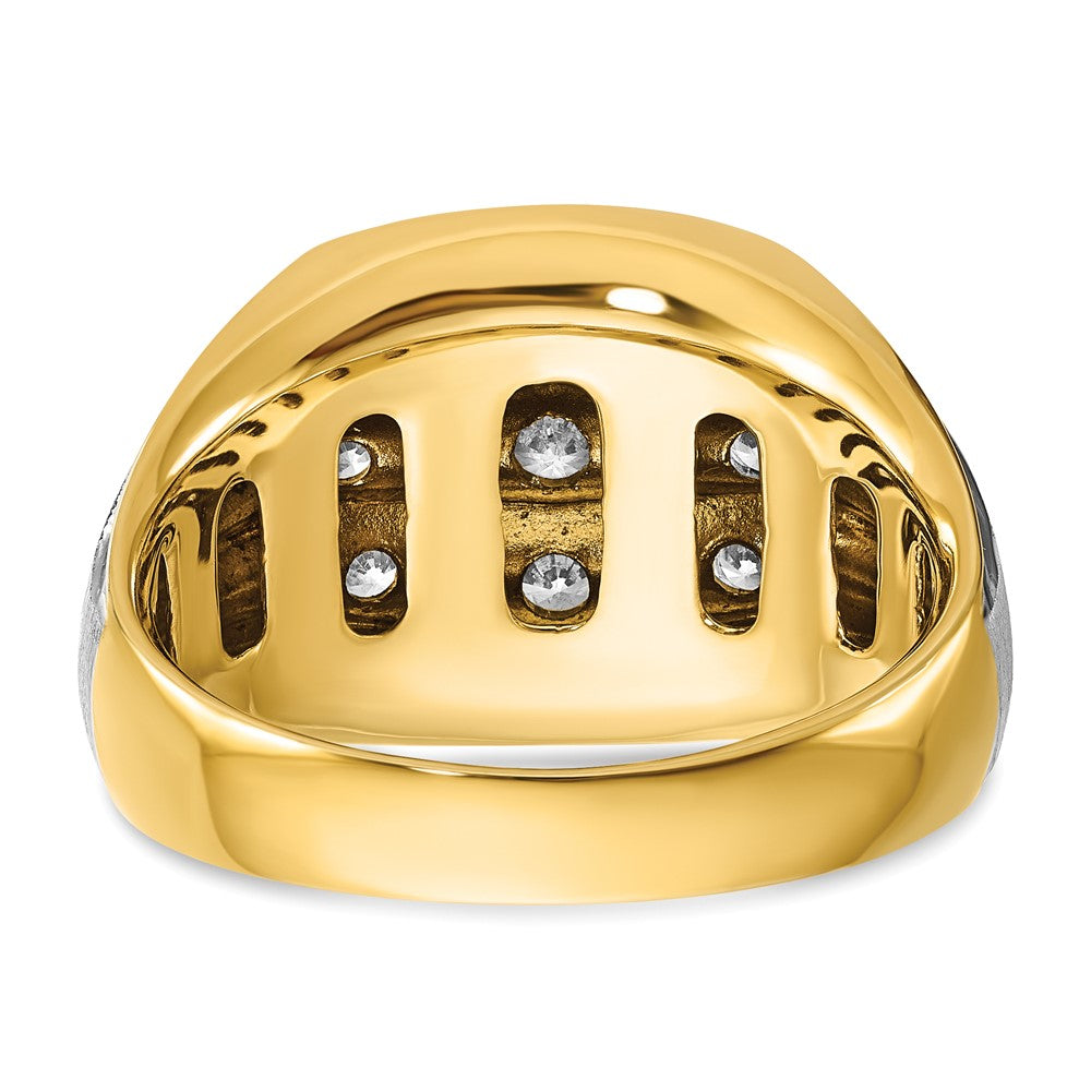 14k Two-tone Two Tone 1 Ct. Lab Grown Diamond VS/SI+ G+ Men's Polished and Satin Cluster Ring