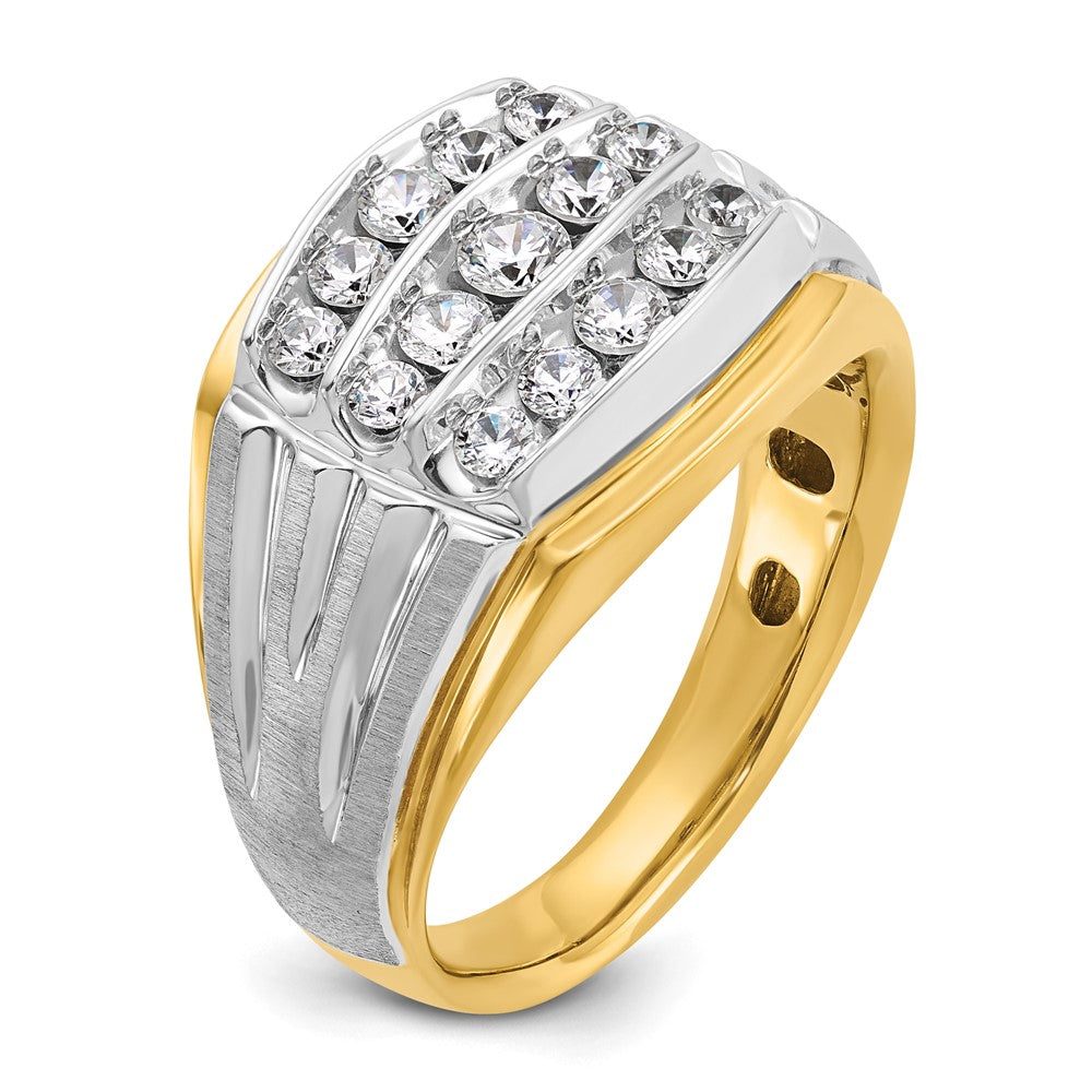 14k Two-tone Two Tone 1 Ct. Lab Grown Diamond VS/SI+ G+ Men's Polished and Satin Cluster Ring