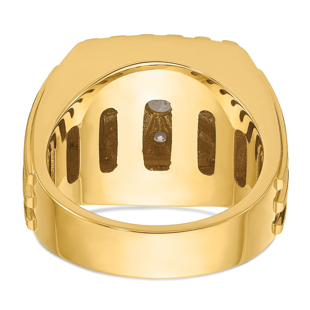 14k Two-tone Gold Men's Polished and Satin 1 carat Diamond Complete Ring