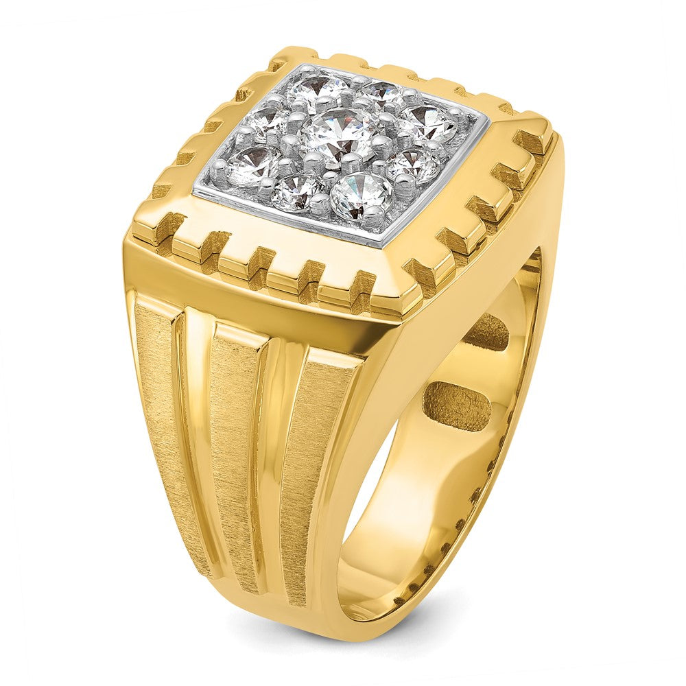 14k Two-tone Gold Men's Polished and Satin 1 carat Diamond Complete Ring