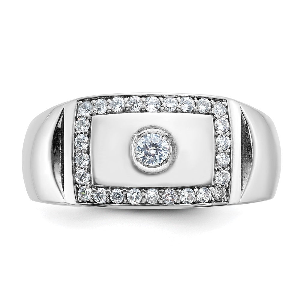 10K White Gold Ibgoodman Men'S Polished And Cut-Out Ring Mounting