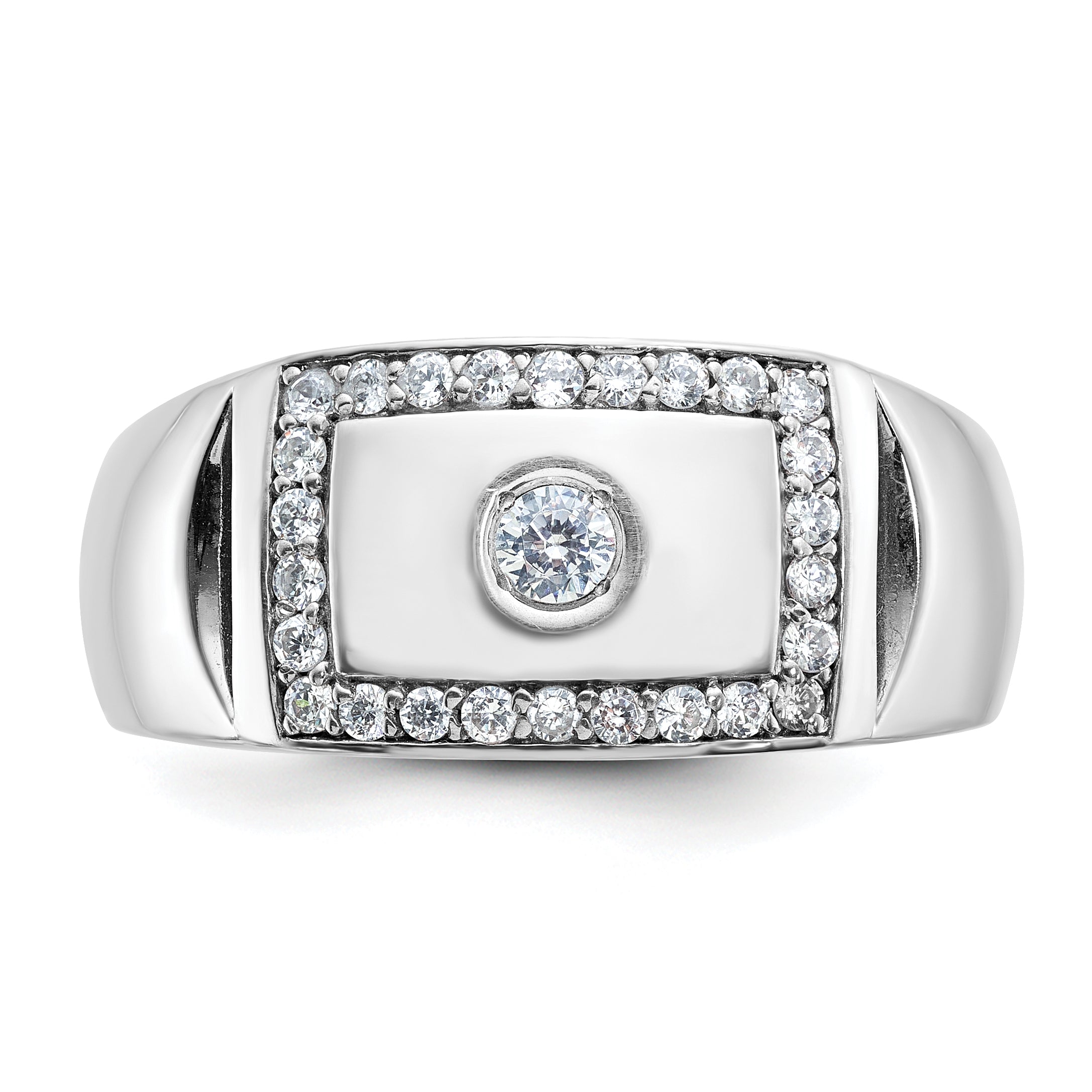 10K White Gold Ibgoodman Men'S Polished And Cut-Out Ring Mounting