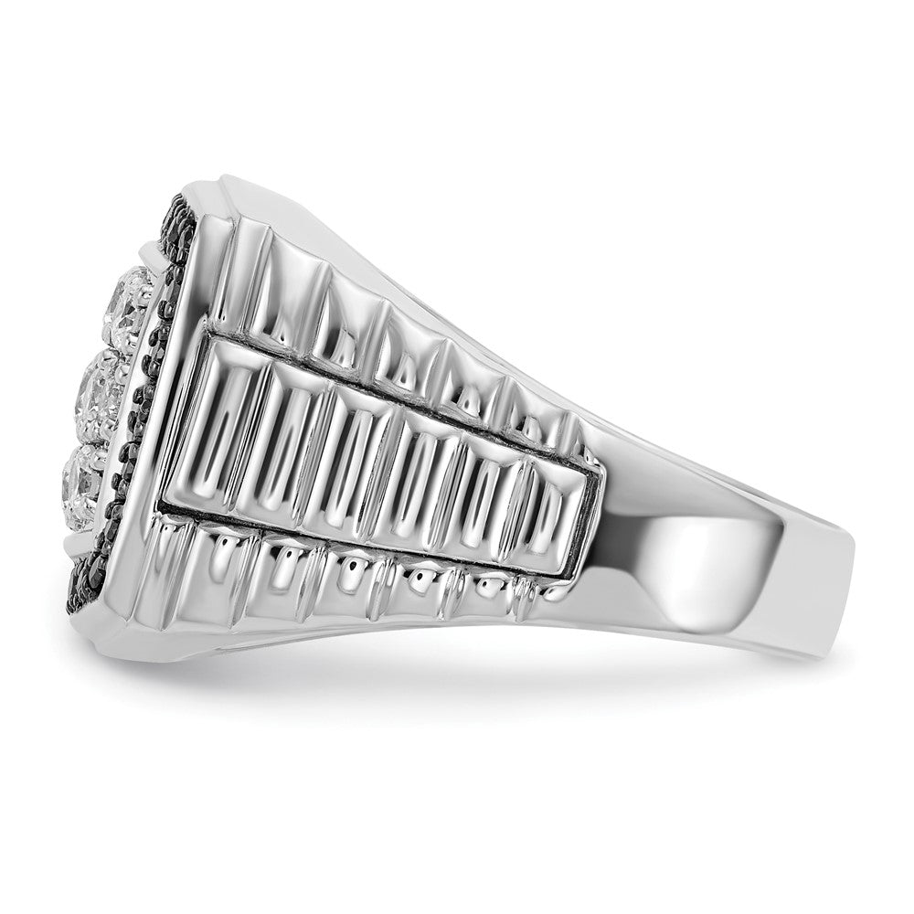 14k White Gold Men's 1 carat Black and White Diamond Complete Ring