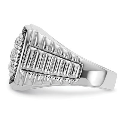 14k White Gold Men's 1 carat Black and White Diamond Complete Ring