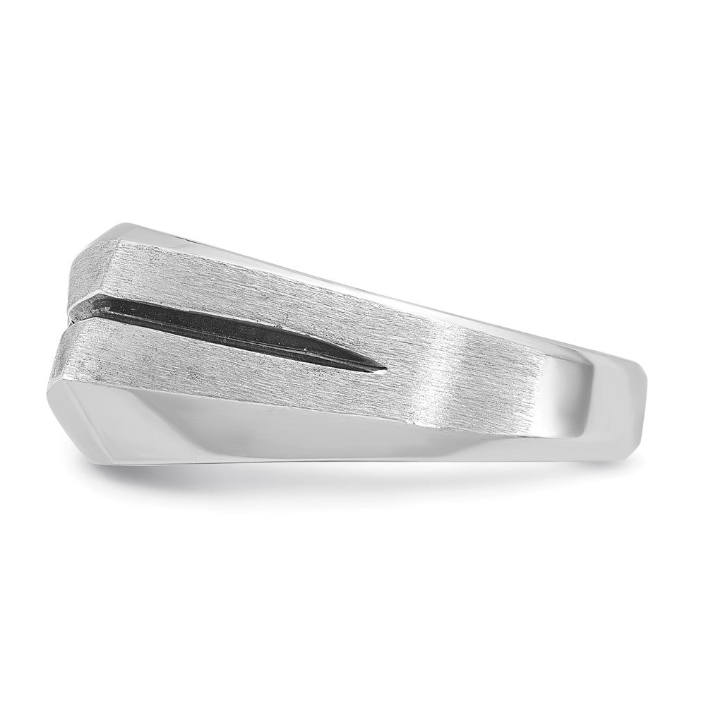 14k White Gold with Black Rhodium Men's Satin 1/5 carat Diamond Complete Ring