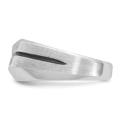 14k White Gold with Black Rhodium Men's Satin 1/5 carat Diamond Complete Ring
