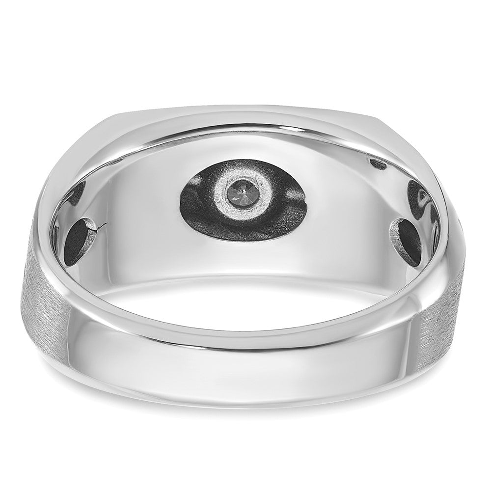 14k White Gold with Black Rhodium Men's Satin 1/5 carat Diamond Complete Ring