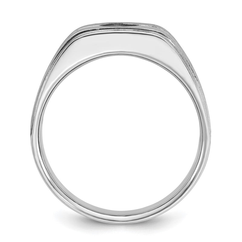 14k White Gold with Black Rhodium Men's Satin 1/5 carat Diamond Complete Ring