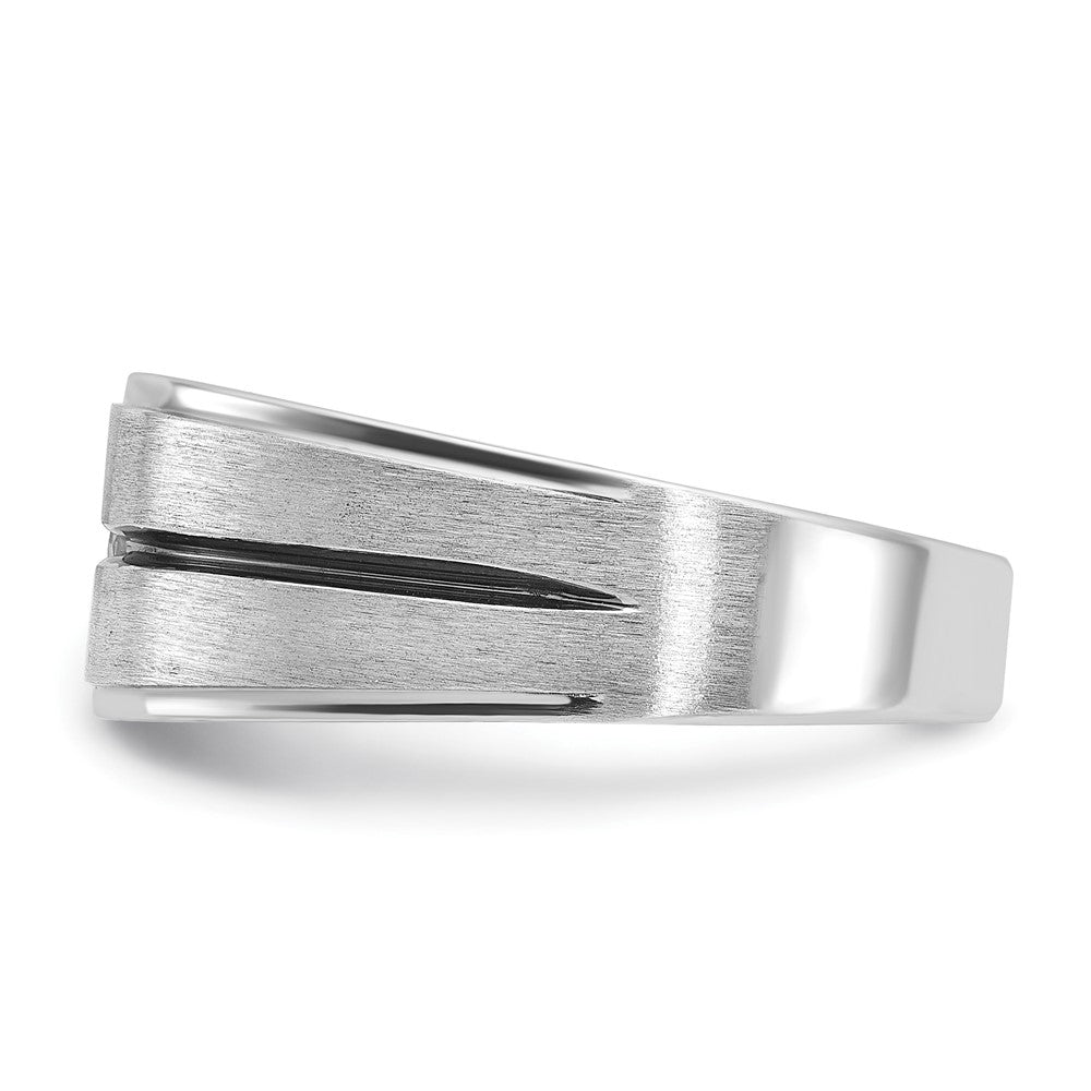14k White Gold with Black Rhodium Men's Satin 1/5 carat Diamond Complete Ring