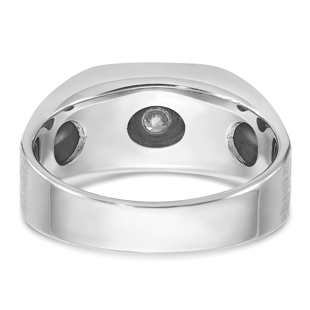 14k White Gold with Black Rhodium Men's Satin 1/5 carat Diamond Complete Ring