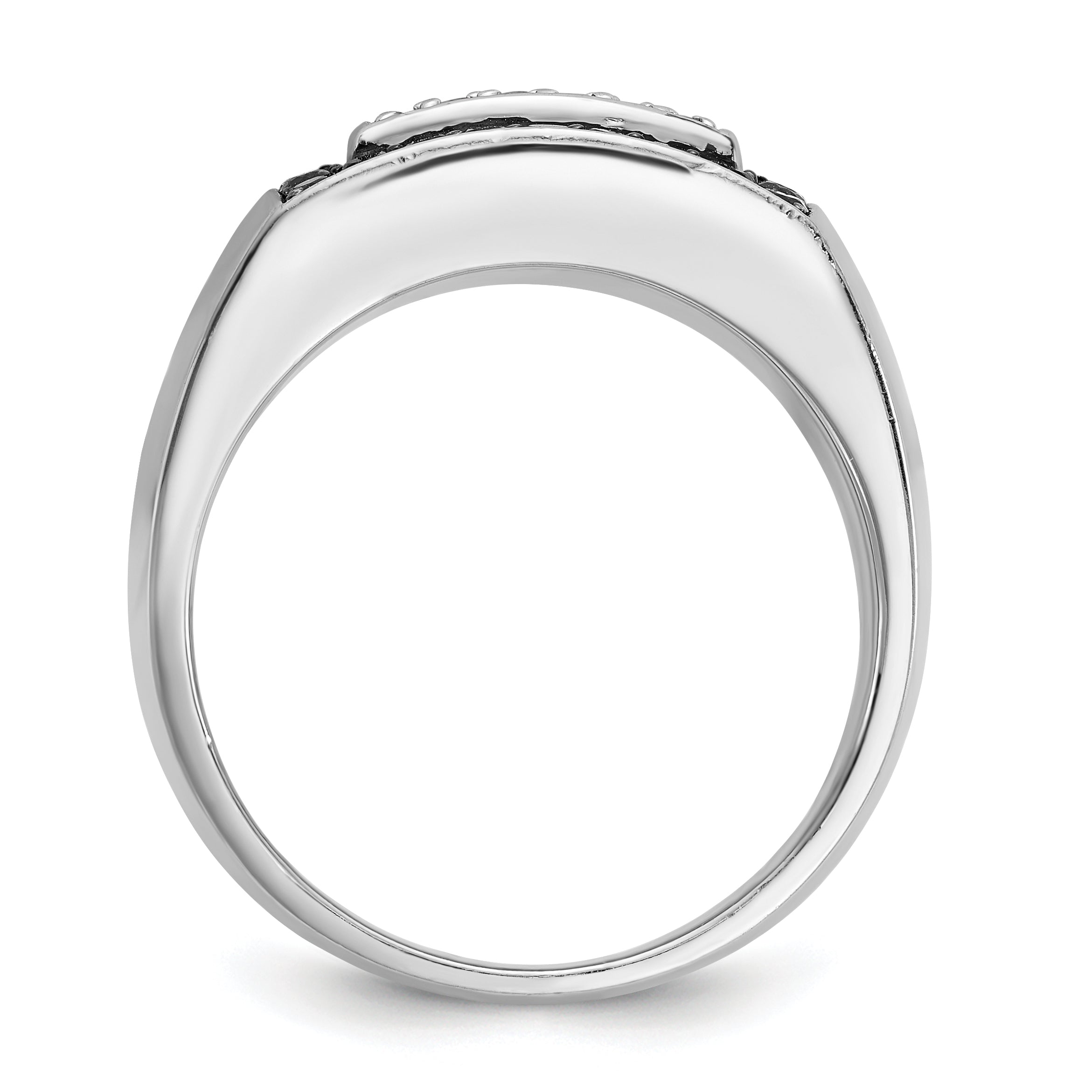 14k White Gold Men's 1 carat Black and White Diamond Complete Ring