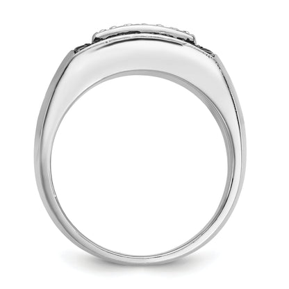14k White Gold Men's 1 carat Black and White Diamond Complete Ring