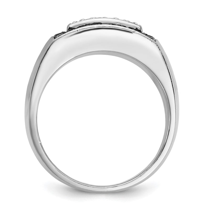 14k White Gold Men's 1 carat Black and White Diamond Complete Ring