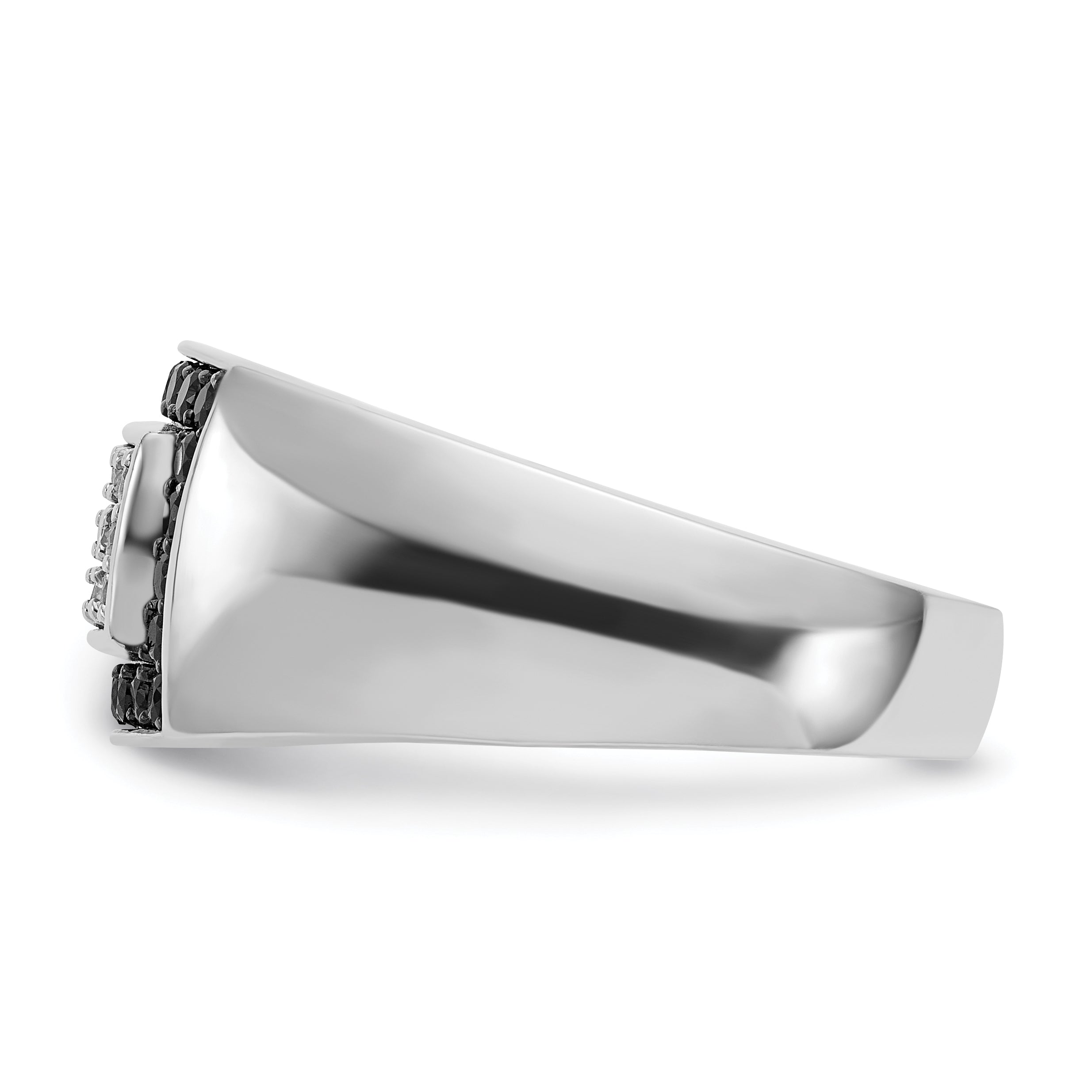 14k White Gold Men's 1 carat Black and White Diamond Complete Ring
