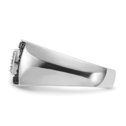 14k White Gold Men's 1 carat Black and White Diamond Complete Ring