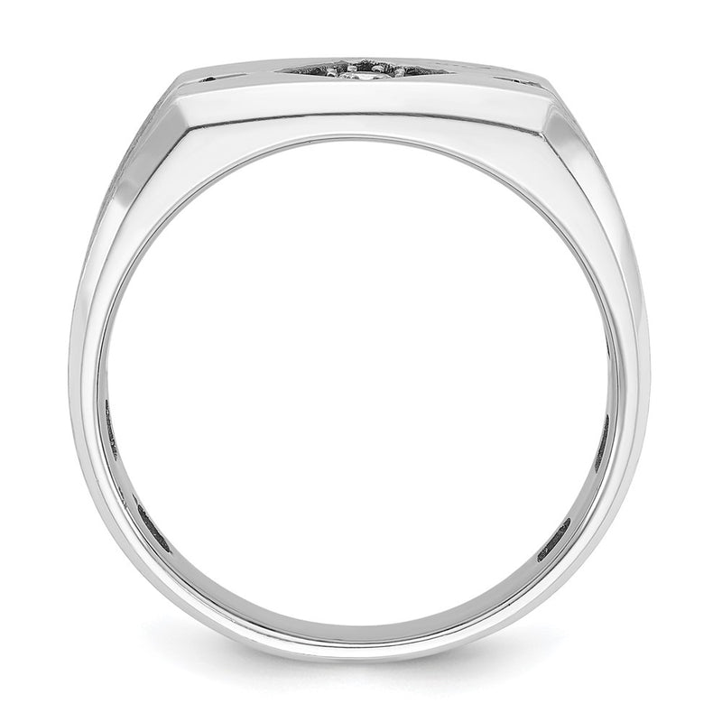 10K White Gold With Black Rhodium Ibgoodman Men'S Satin And Diamond Complete Ring