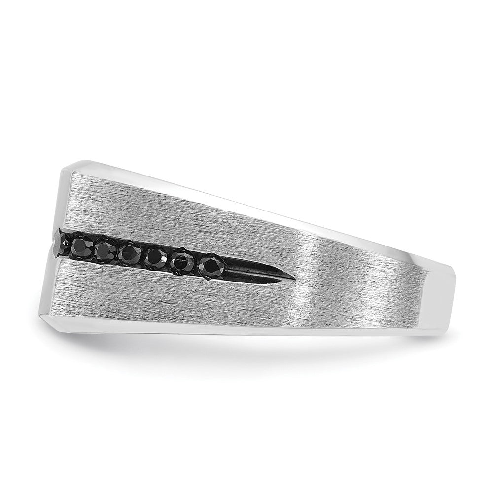 10K White Gold With Black Rhodium Ibgoodman Men'S Satin And Diamond Complete Ring