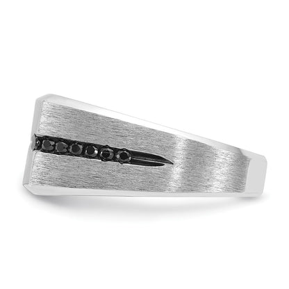 10K White Gold With Black Rhodium Ibgoodman Men'S Satin And Diamond Complete Ring