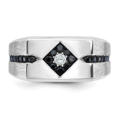 10K White Gold With Black Rhodium Ibgoodman Men'S Satin And Diamond Complete Ring
