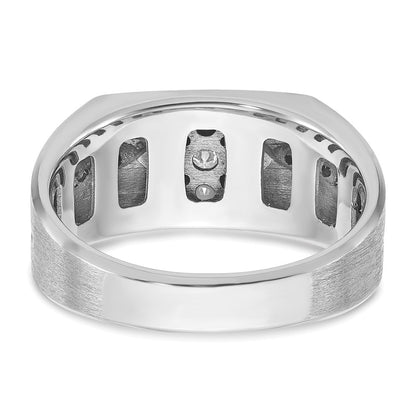 10K White Gold With Black Rhodium Ibgoodman Men'S Satin And Diamond Complete Ring