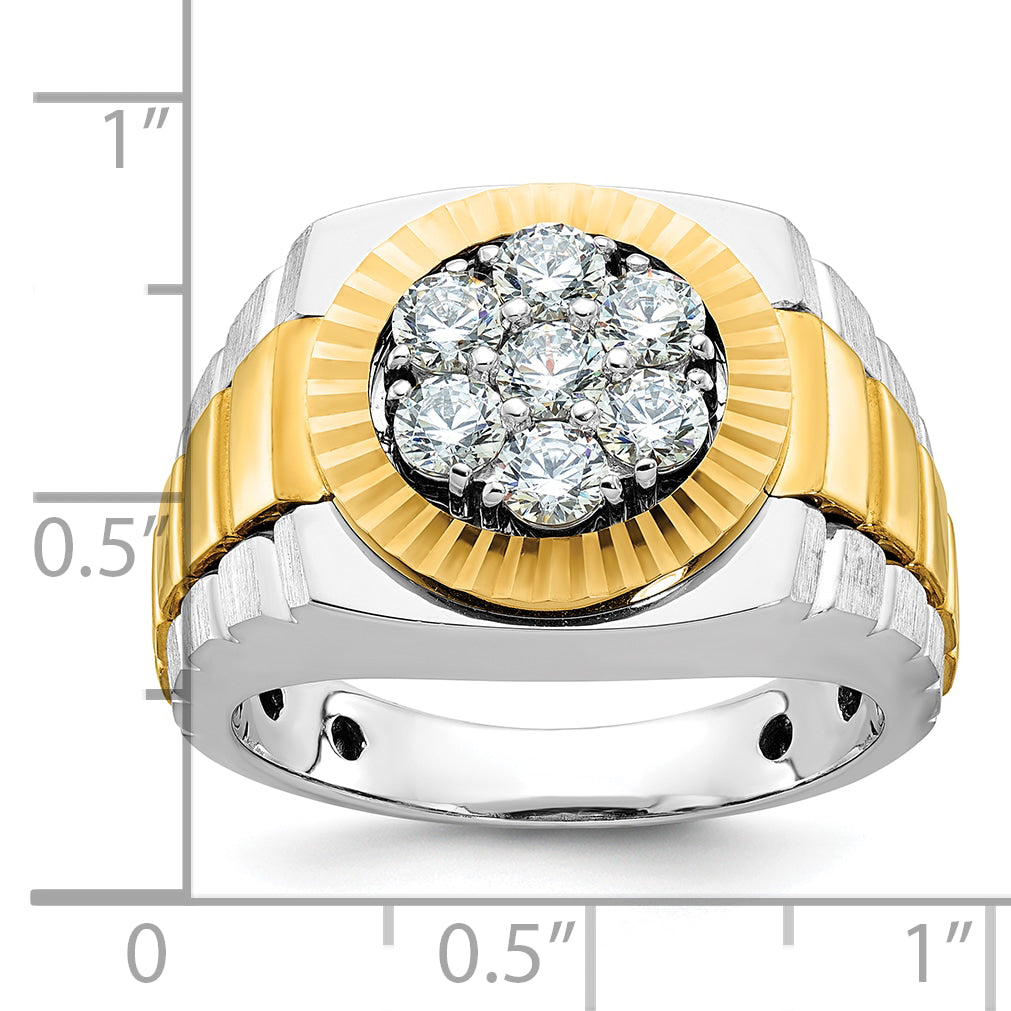 10K Two-Tone Ibgoodman Men'S Polished Satin And Textured Ring Mounting