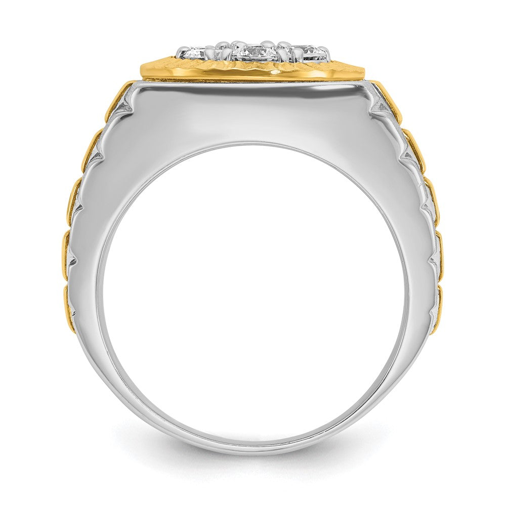 14K Two Tone Ibgoodman 1 Carat Lab Grown Diamond Vs/Si+ G+ Complete Ribbed Men'S Cluster Ring