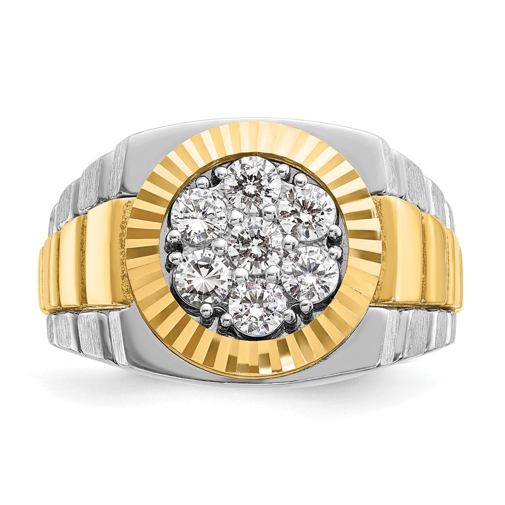 14K Two Tone Ibgoodman 1 Carat Lab Grown Diamond Vs/Si+ G+ Complete Ribbed Men'S Cluster Ring