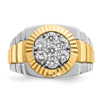 14K Two Tone Ibgoodman 1 Carat Lab Grown Diamond Vs/Si+ G+ Complete Ribbed Men'S Cluster Ring
