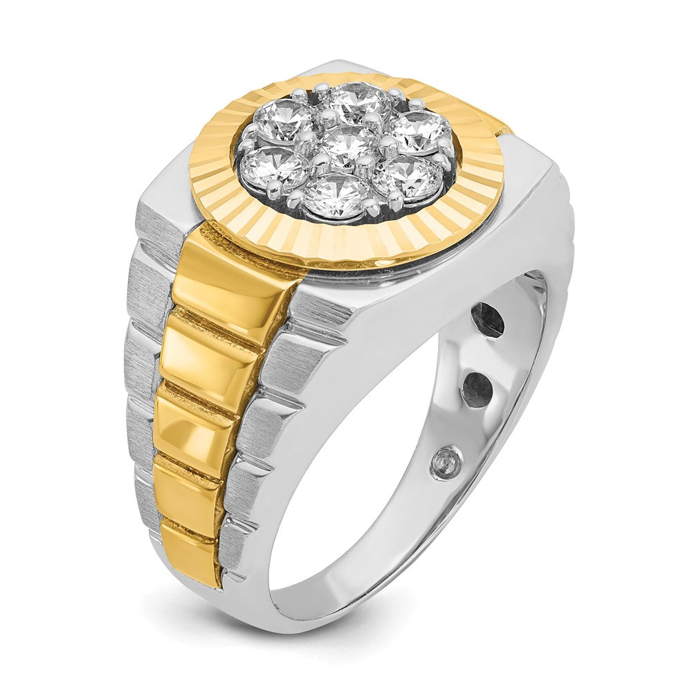 14K Two Tone Ibgoodman 1 Carat Lab Grown Diamond Vs/Si+ G+ Complete Ribbed Men'S Cluster Ring