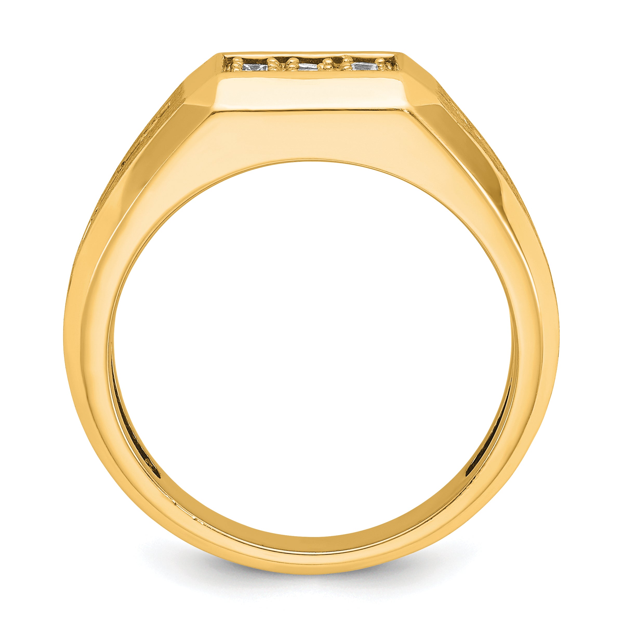 10K Yellow Gold Ibgoodman Men'S Polished And Satin Square Cluster Ring Mounting