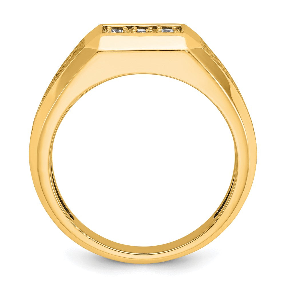 10K Yellow Gold Ibgoodman Men'S Polished And Satin 1 Carat A Quality Diamond Square Cluster Ring