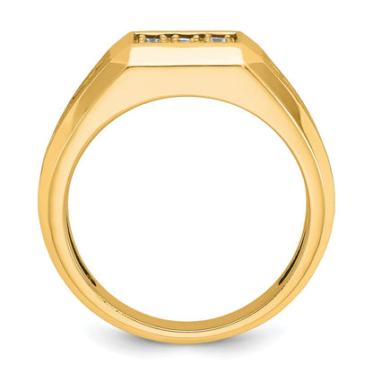 10K Yellow Gold Ibgoodman Men'S Polished And Satin 1 Carat A Quality Diamond Square Cluster Ring