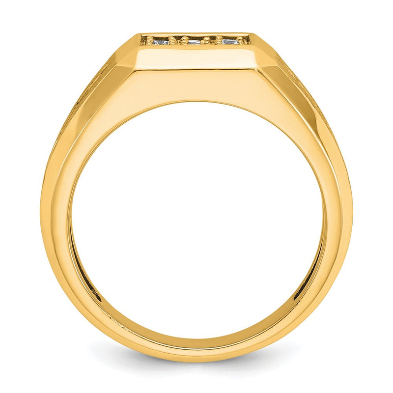 10K Yellow Gold Ibgoodman Men'S Polished And Satin 1 Carat A Quality Diamond Square Cluster Ring