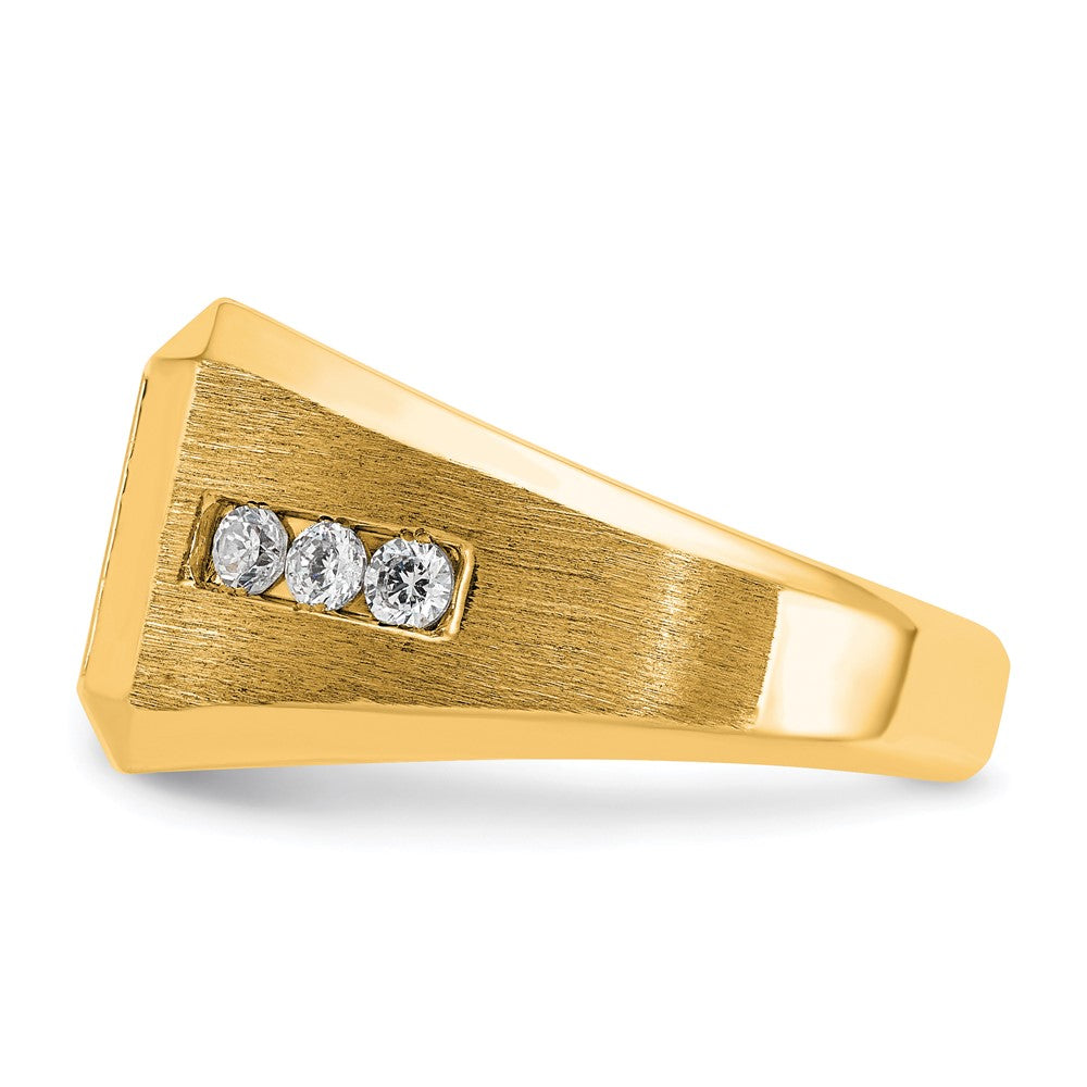 10K Yellow Gold Ibgoodman Men'S Polished And Satin 1 Carat A Quality Diamond Square Cluster Ring