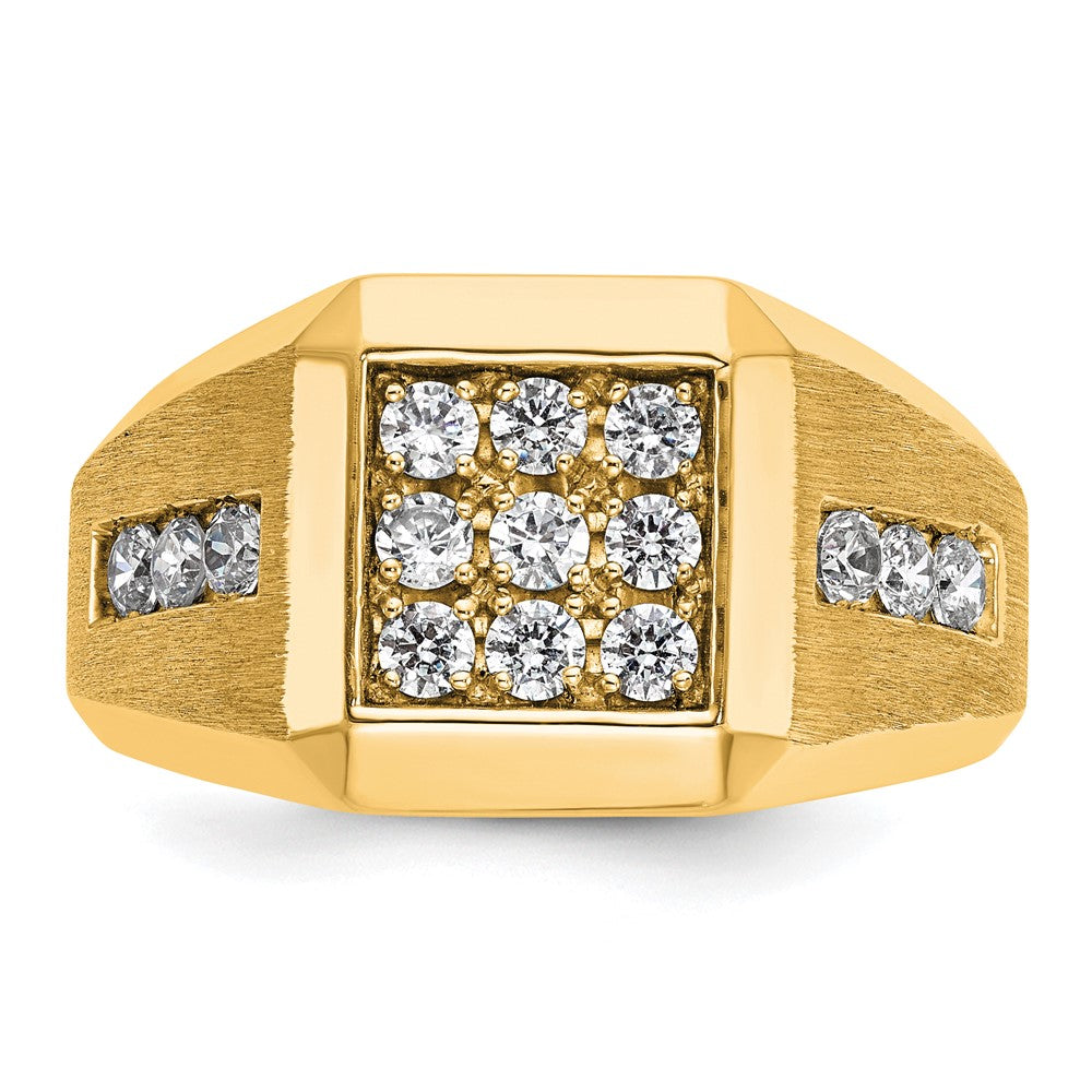 10K Yellow Gold Ibgoodman Men'S Polished And Satin 1 Carat A Quality Diamond Square Cluster Ring