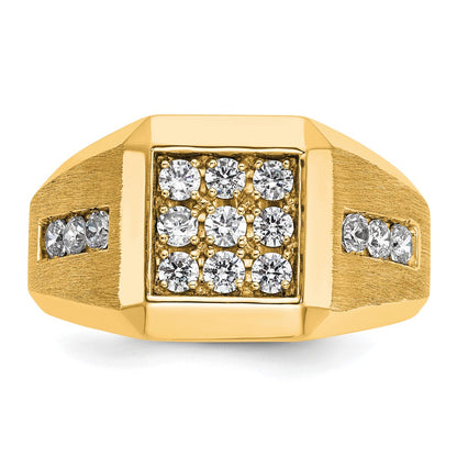 10K Yellow Gold Ibgoodman Men'S Polished And Satin 1 Carat A Quality Diamond Square Cluster Ring