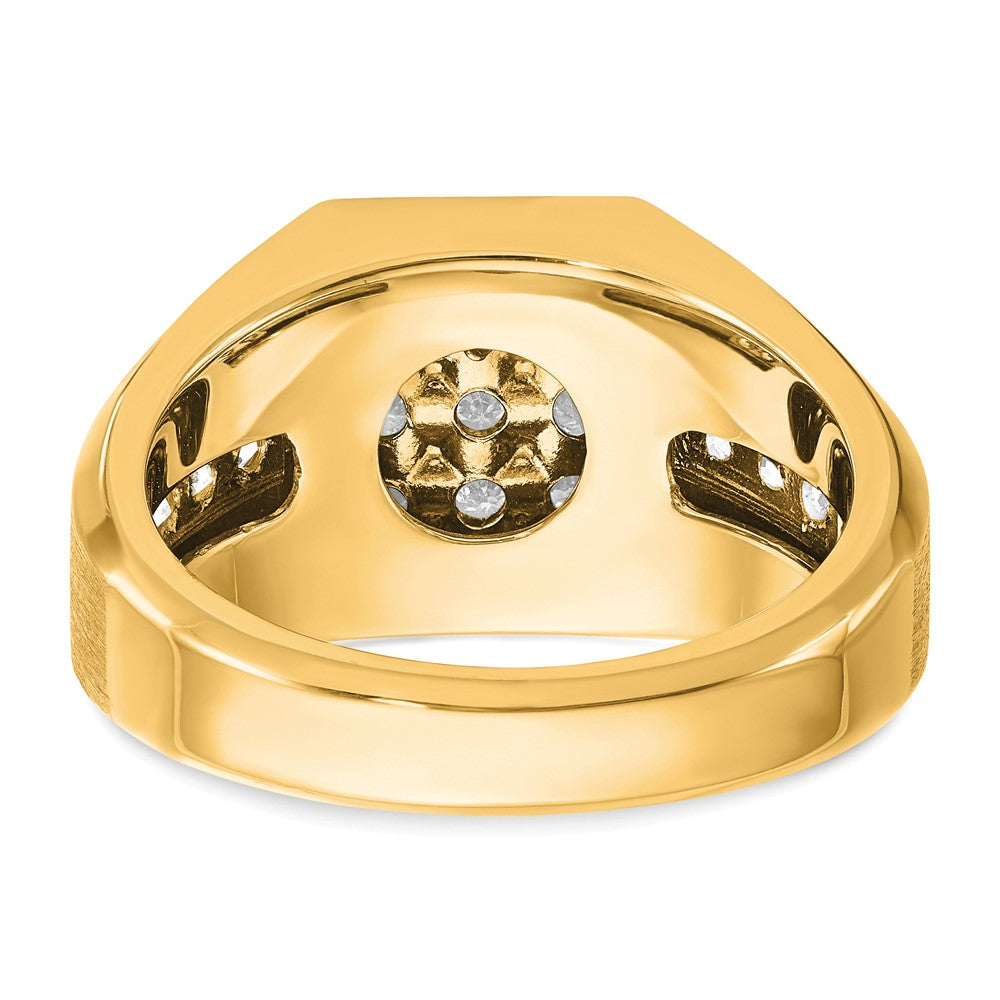 10K Yellow Gold Ibgoodman Men'S Polished And Satin 1 Carat A Quality Diamond Square Cluster Ring