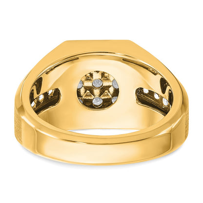 10K Yellow Gold Ibgoodman Men'S Polished And Satin 1 Carat A Quality Diamond Square Cluster Ring