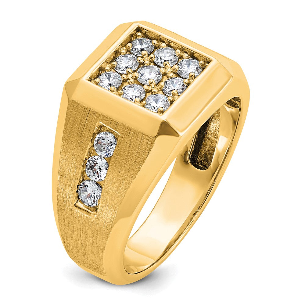 10K Yellow Gold Ibgoodman Men'S Polished And Satin 1 Carat A Quality Diamond Square Cluster Ring