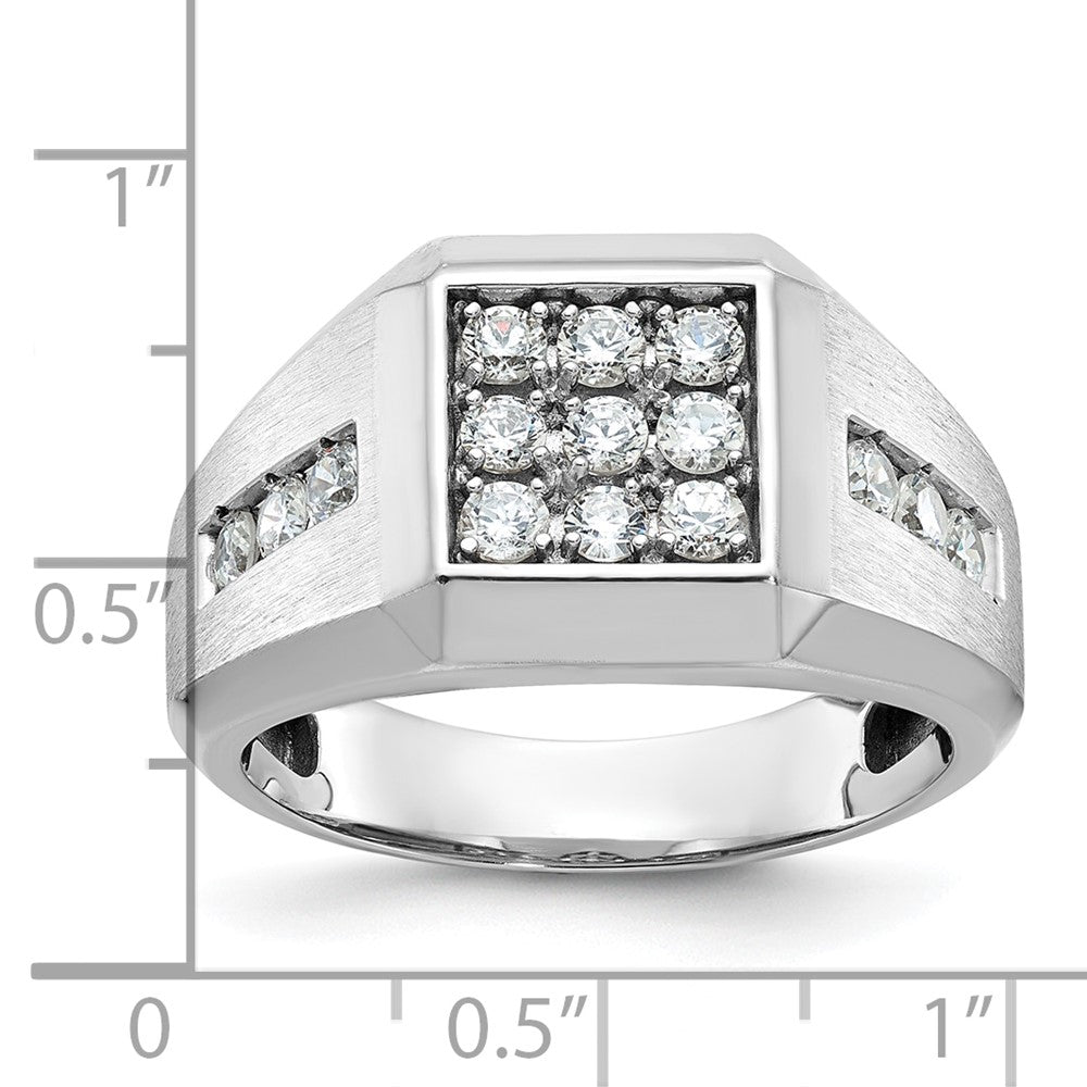 10K Yellow Gold Ibgoodman Men'S Polished And Satin 1 Carat A Quality Diamond Square Cluster Ring