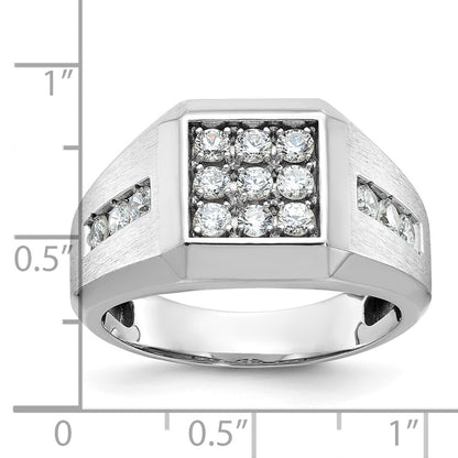 10K Yellow Gold Ibgoodman Men'S Polished And Satin 1 Carat A Quality Diamond Square Cluster Ring