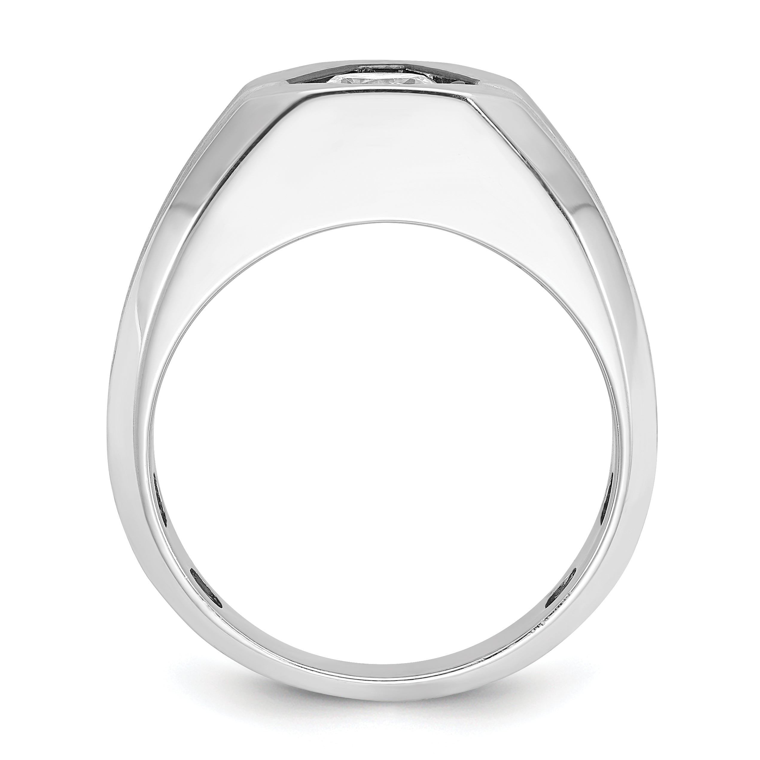 14k White Gold Men's Polished and Satin 1/5 carat Diamond Semi-mount Ring