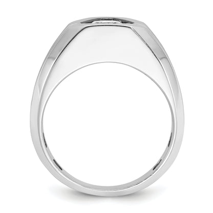 14k White Gold Men's Polished and Satin 1/5 carat Diamond Semi-mount Ring