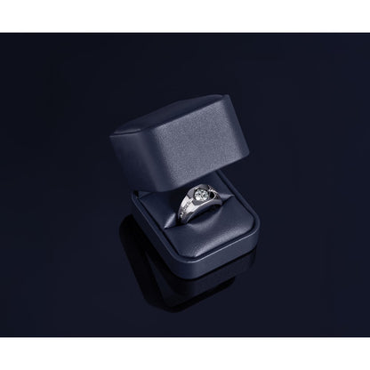 14k White Gold Men's Polished and Satin 1/5 carat Diamond Semi-mount Ring